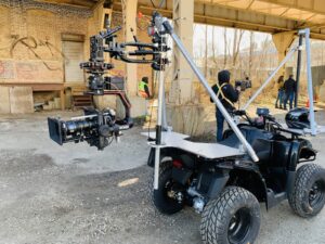 An outdoor car with a camera for shooting